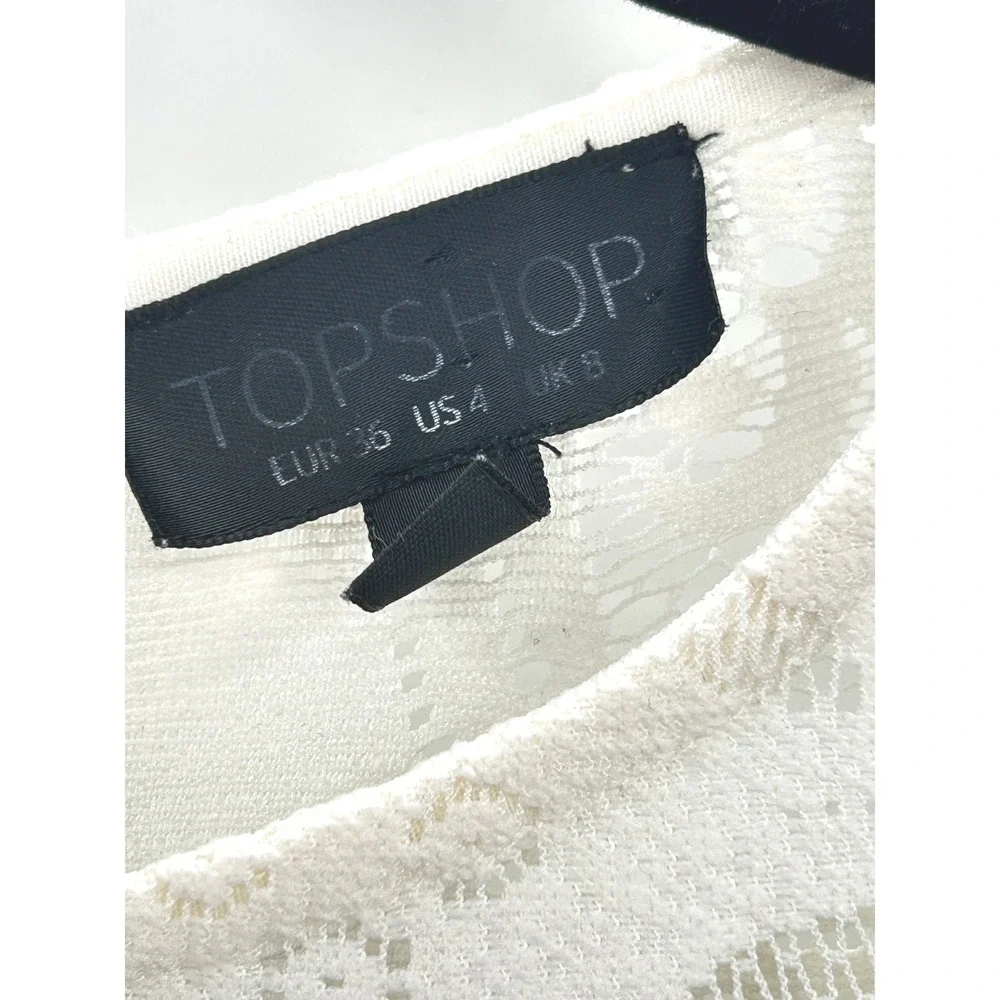 Topshop Ivory Lace Bell Sleeve Dress Size 4 Boho Cottagecore‎ Coquette Whimsical
